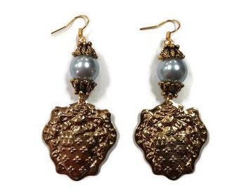Gold Drop Earrings - Gold Dangle Earrings - Gold Vintage Earrings - Vintage Gold Earrings - Long Gold Earrings - Long Drop Earrings