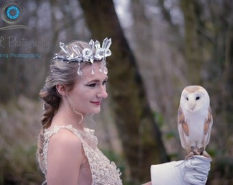 Faery Queen Icicle Crystal Bridal Crown - Winter Wedding Headpiece Fairy Crown Faerie Crown