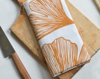 Yellow Ginkgo Leaf Tea Towel - Flour Sack Towel - Cotton Kitchen Towel -Tea Towel Flour Sack - Dish Towels - Ginkgo Biloba - Tea Towels