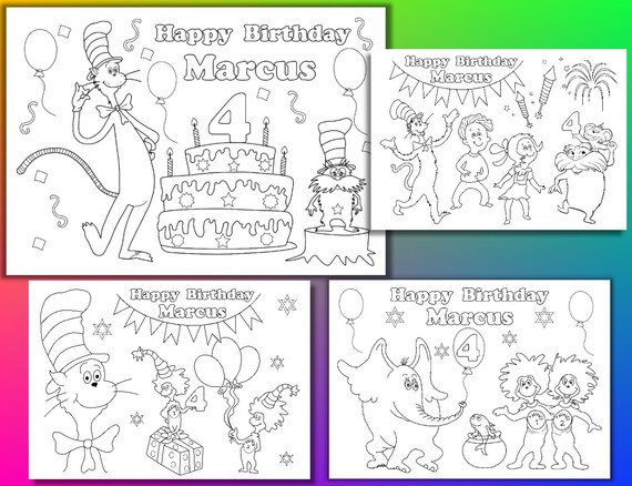  Dr  Seuss  Birthday Party Printable coloring  page  by VSstudio