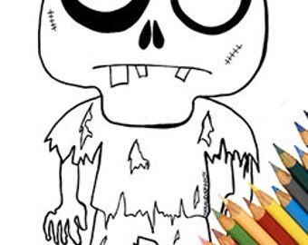 Zombie funny page coloring coloring A4 cute zombie download zombie lovers walking dead zombies simple fun kids children coloring book