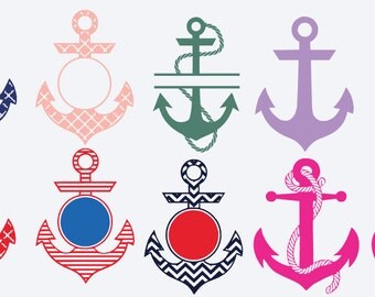 Anchor Monogram decal, 3.5" nautical monogram, design your own sticker, personalized Vinyl decal, tumbler sticker, Yeti decal, Glitter