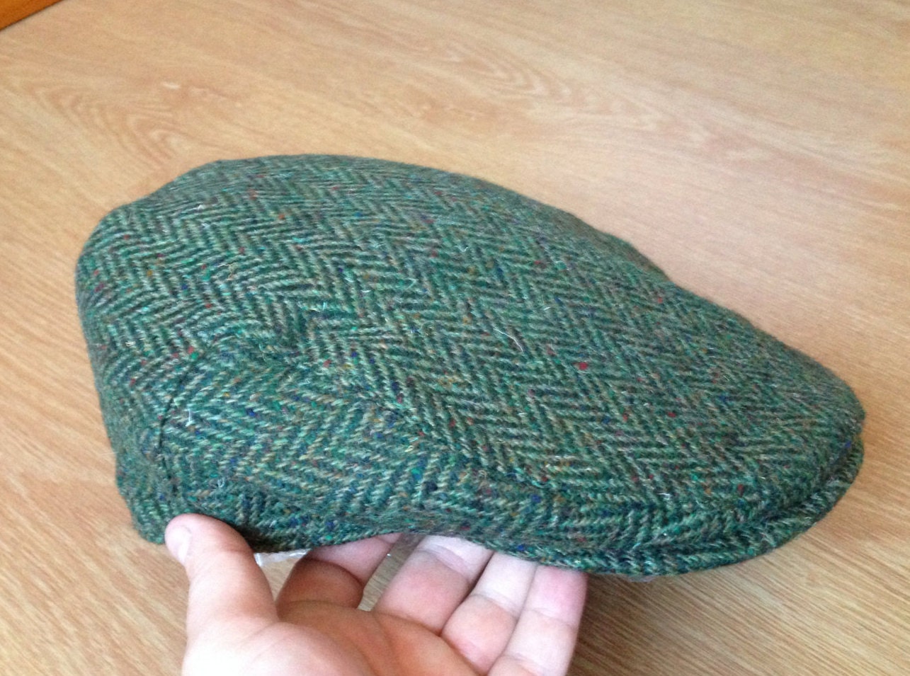 Authentic Irish Tweed Flat Cap - Green Herringbone - 100% Donegal Tweed ...