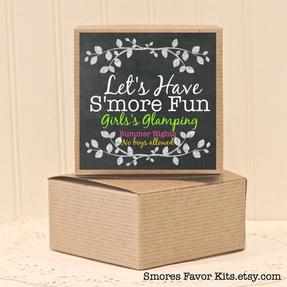 S'MORE FAVOR BOXES with Smore Tags Glamping Party Favors