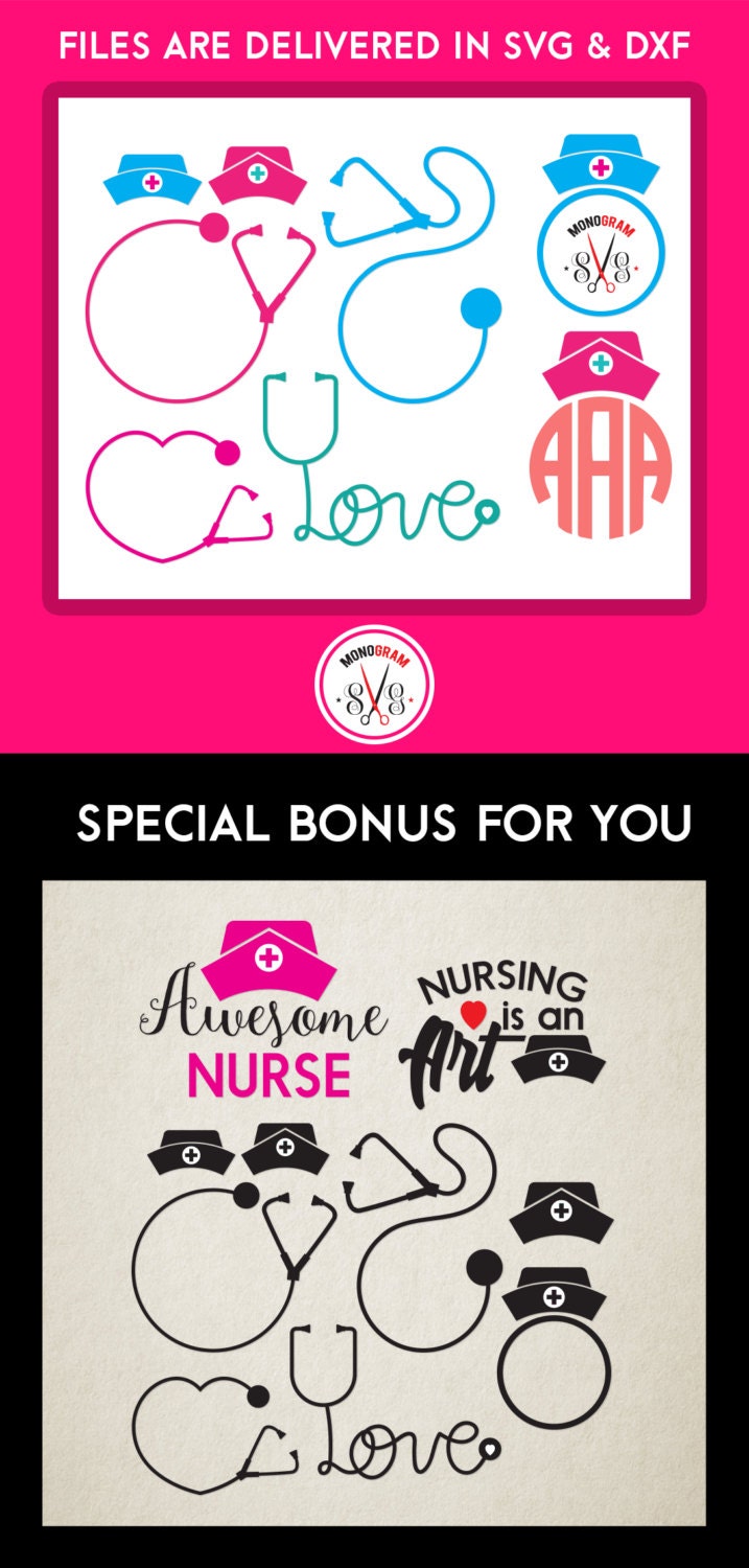 Download Nurse SVG DXF/ Nurse svg cut files/ Nurse Monogram Frame svg/