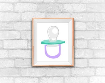 pacifier printable art print, instant download, wall decor