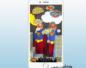 SNAPCHAT Custom Geo Filter / Superhero Kid's Party, Birthday, Disney Snapchat Comic Book, Marvel filter, Spiderman, Iron Man Costume Digital