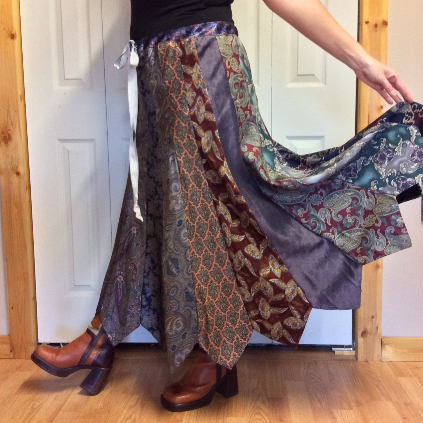 RESERVED Paisley Necktie Skirt Long Silk Made from Ties