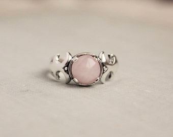 rose quartz sterling silver ring