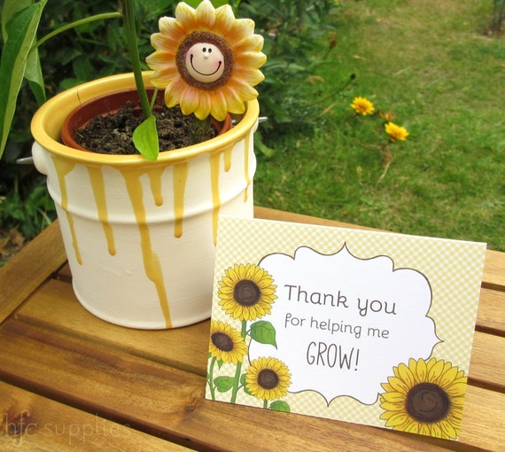 Sunflower Thank You For Helping Me Grow Cards, printable tent card ...