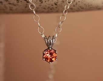 Elegant Anastasia Topaz Silver Solitaire Necklace - Minimalist Pendant and Chain in Silver - Anastasia Topaz Silver Filigree Bridal Necklace