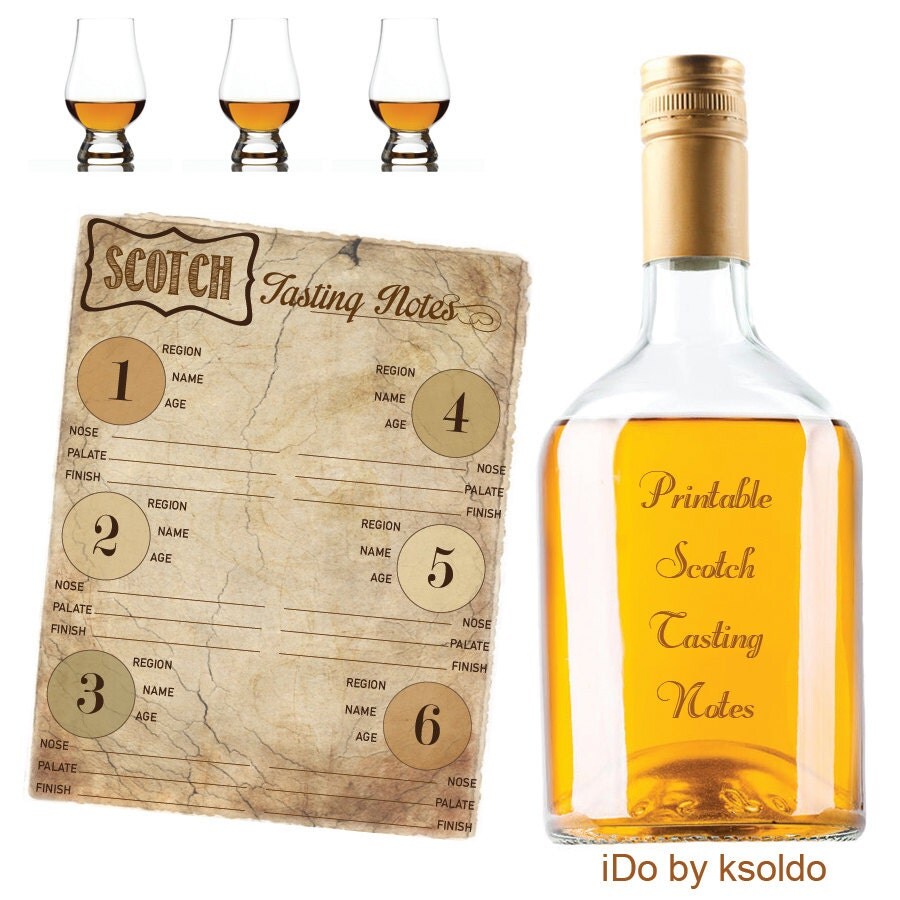 Scotch Tasting Notes for up to 6 Kinds Scotch Score Card
