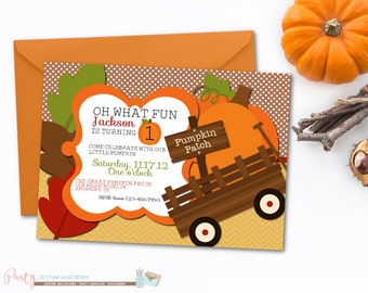 Pumpkin Birthday Invitation, Pumpkin Patch Birthday Invitation, Fall Birthday Invitation, Pumpkins, Pumpkin Invitation, First Birthday