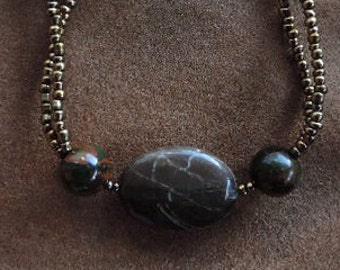 Fine gemstones and beads necklace