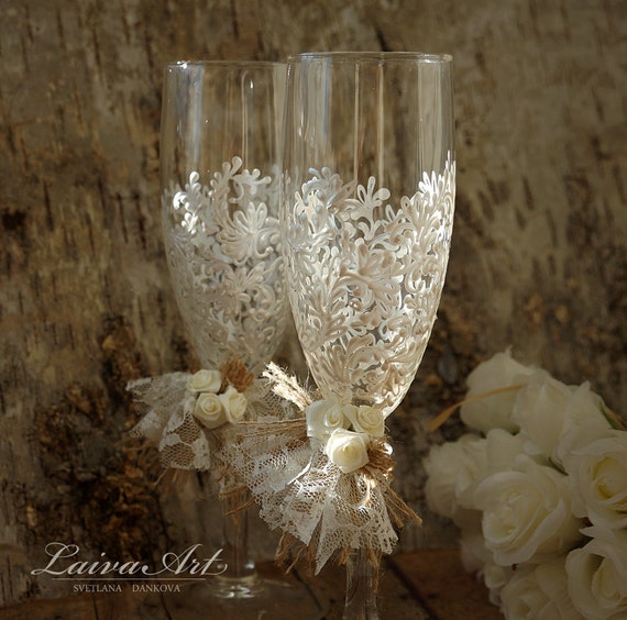 Rustic Wedding Champagne Glasses 9
