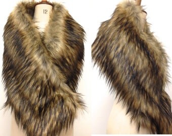 Brown Faux Fur Stole - Brown Fox Fur Wrap Wedding Bolero Wrap Scarf- Brown Bridal Faux Fur Cape Shrugs Cover Ups - gift for her - Made in UK