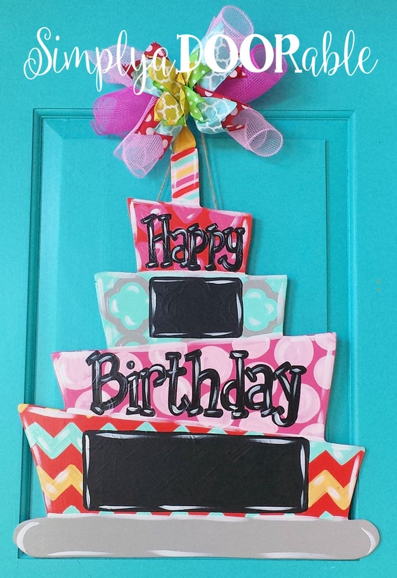 Reusable Chalkboard Birthday Cake Party Sign Wood