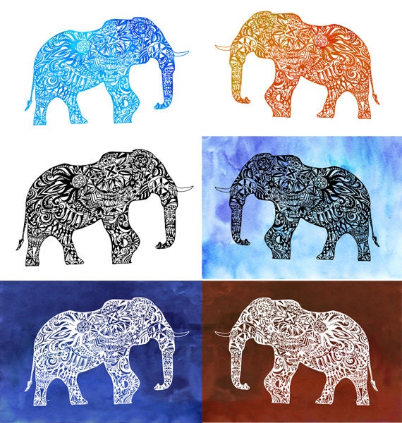Download Elephant Svg Zentangle Cut file Silhouette Clip Art by ValrArt