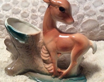 Vintage Royal Copley Deer Figurine Planter Woodland 8" Tall Like New Condition