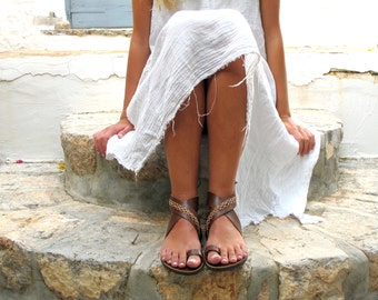 Wrap around the anlke sandals with cross stitched details, Women Sandals, in Six Colors. Thalia 02 - Free standard shipping