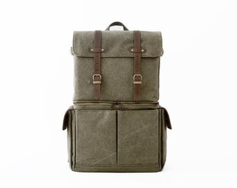 Camera Bag / Casual Daypacks / Laptop Backpack / Green Canvas / JOURNEYMAN