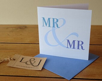 Gay wedding card for him, same sex card, mr and mr gay valentine lgbt card, gay card, gay boyfriend card, gay marriage greeting cards