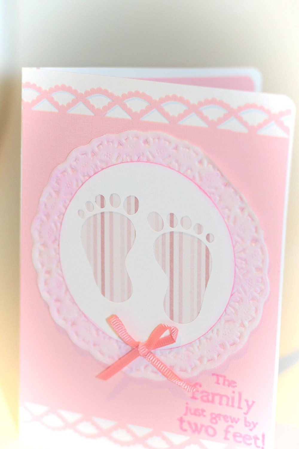 Baby girl card pink baby feet card by CreationsByRy on Etsy