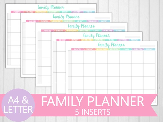 letter a4 family weekly planner printable by