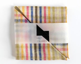 Pocket square ivory with multicolored stripes - multi-color striped linen pocket square - pocket square - gift for him