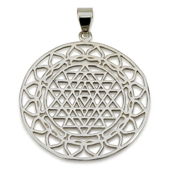 Classic Sri Yantra Pendant Sterling Silver 925 by MagayaJewelry