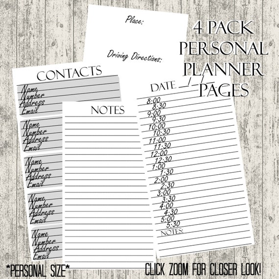 Personal Planner Printable Insert Pages Recollections