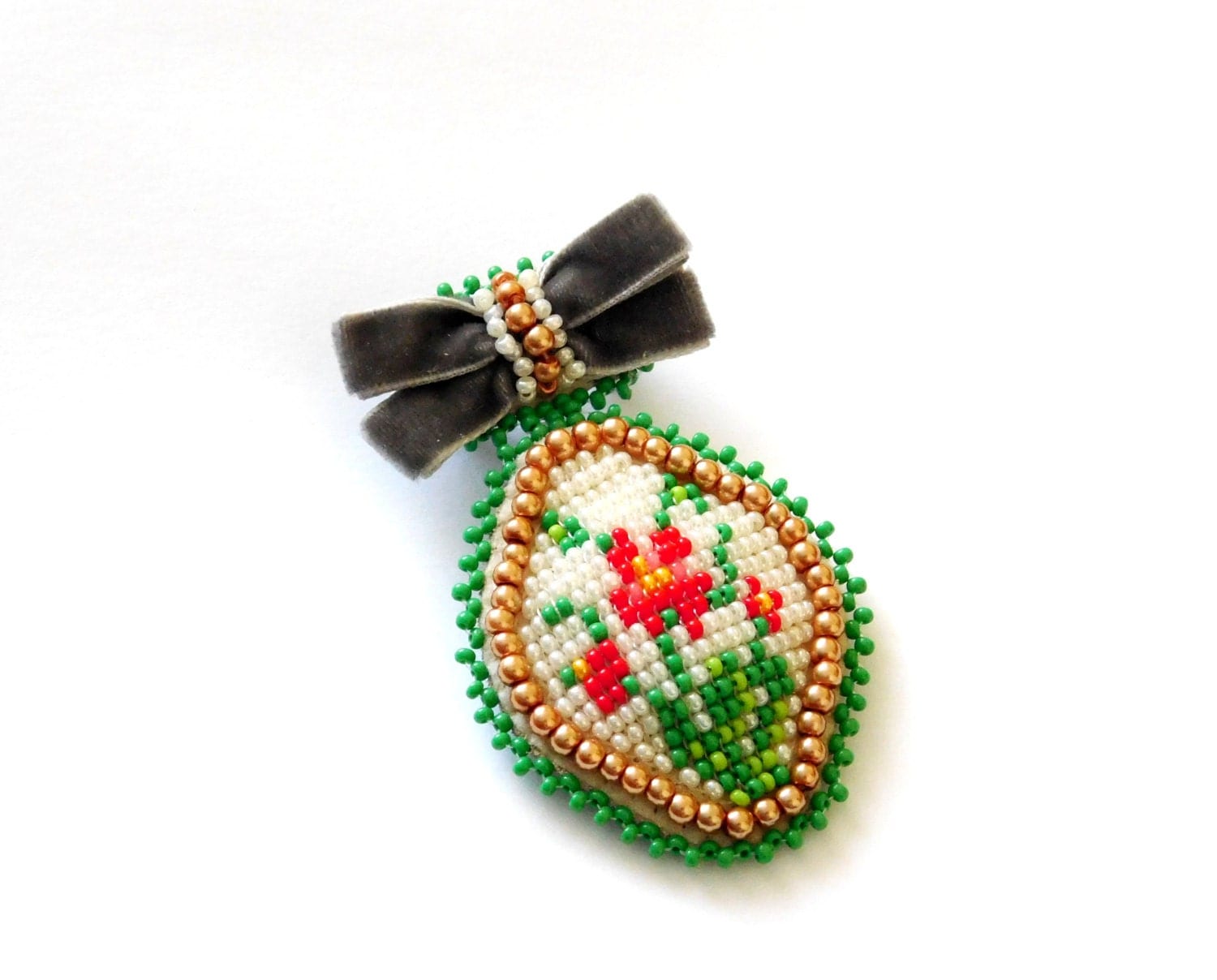 Brooch Embroidery Brooch Bead embroidered by handembroideryOlga