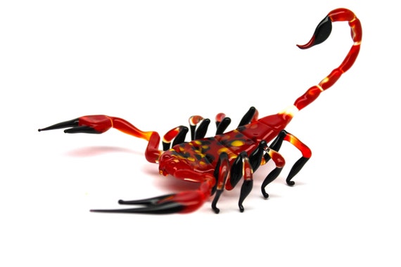 Red Glass Scorpion Figurine Glass Scorpio Scorpion Glass Miniature, Red Emperor Scorpion Glass Sculpture