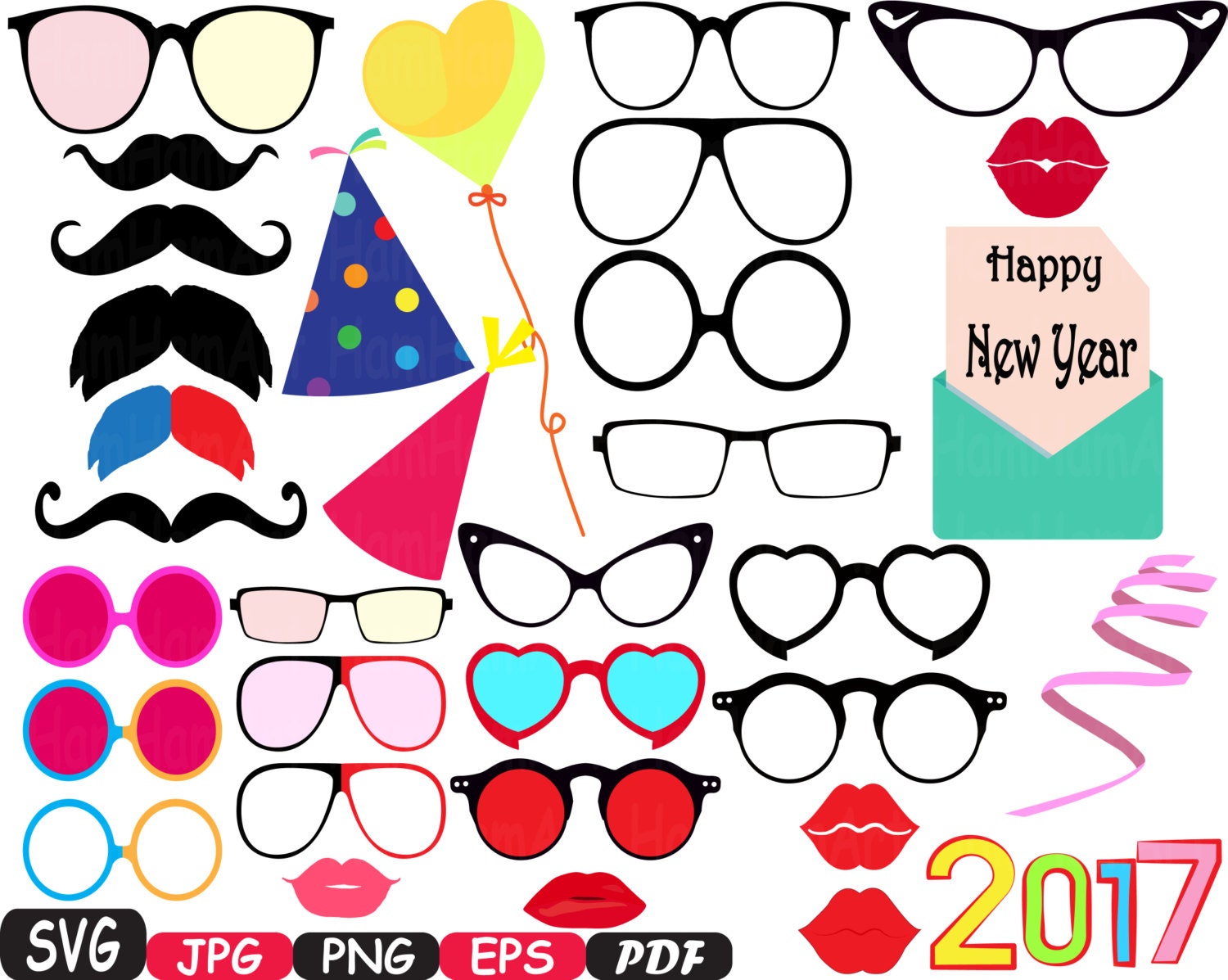 Download Party Photo Booth Prop Emoji Prop Silhouette Happy new ...