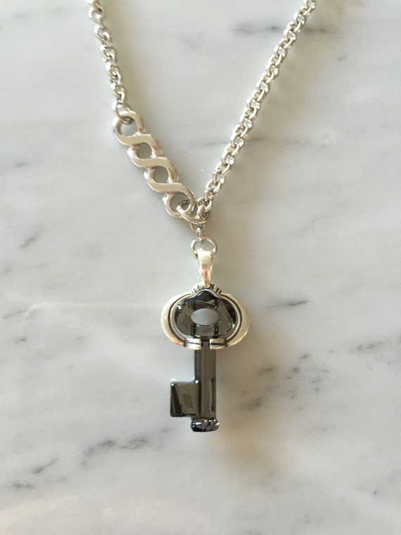 Swarovski Key Necklace, Swarovski Silver Night Necklace, Double Infinity Necklace, Infinity Necklace, Crystal Silver Night Key Necklace