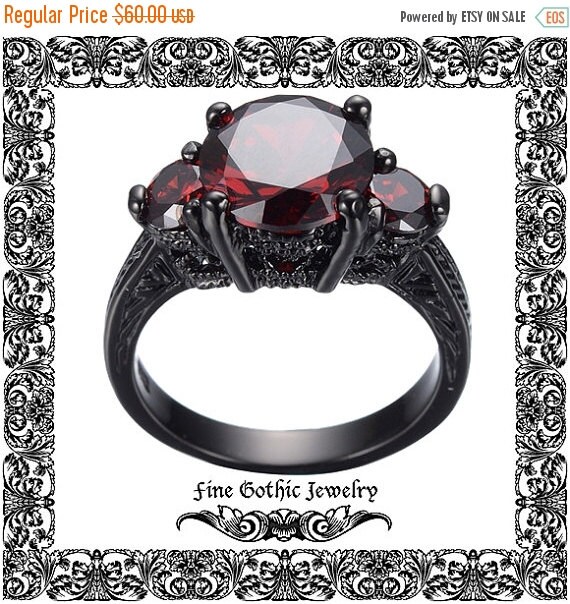 3 DAY SALE Gothic Engagement Ring Black by FineGothicJewelry