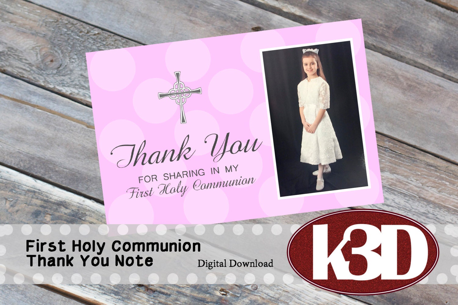 First Holy Communion Thank You Note. Digital Thank You Note.