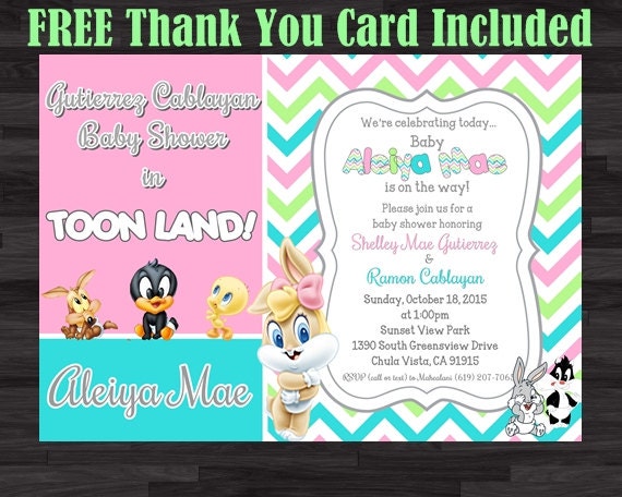 Baby Looney Tunes Birthday Invitations 4