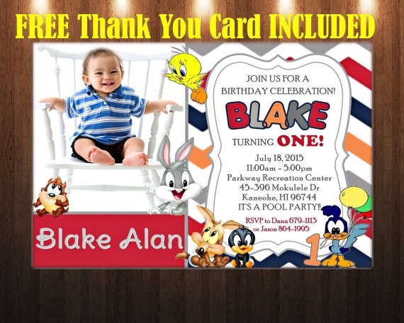 Baby Looney Tunes Birthday Invitations 9