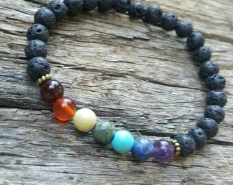 Seven Chakras, balancing bracelet, chakra bracelet, wrist mala, Reiki charged, gemstone bracelet, yoga bracelet, Mala, tribal bracelet, Boho