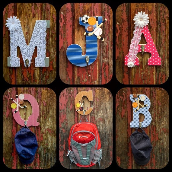 Wall Hook Hanging Letter with Hook Letter by ThePurpleGoat on Etsy