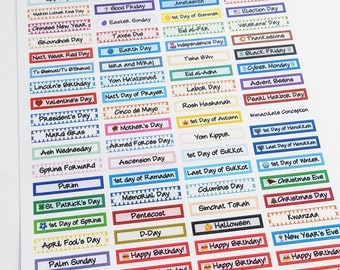 YEARLY HOLIDAY stickers for Erin Condren Life Planners or Plum Paper Planners
