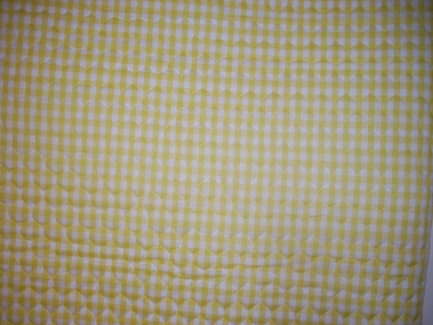 1 Yard by 44 inches of yellow and white gingham quilted fabric from
