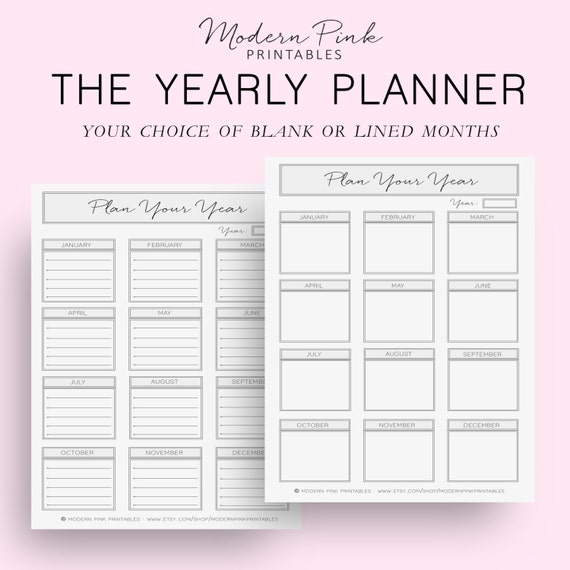A5 Size Yearly Planner Either Lined Or Blank Yearly Calendar