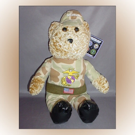 Marine Teddy Bear Stuffed Animal Soldier Bear Collection 1990s