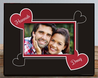 Couples Picture Frame, Personalized Hearts Photo Frame