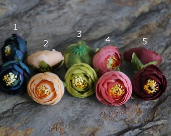 10pcs-Ranunculus,Silk Ranunculus Flower Heads,Artificial Flowers,Millinery Flower Crown,Headpiece,Miniature Corsages & Boutineers