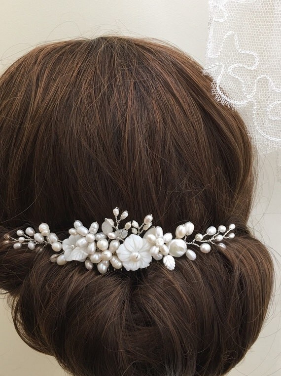 Stunning freshwater pearl hair comb bridal hair comb wedding