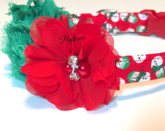 Snowmen Dog Collar - Christmas Dog Collar - Girl Dog Collar - Handmade Dog Collar