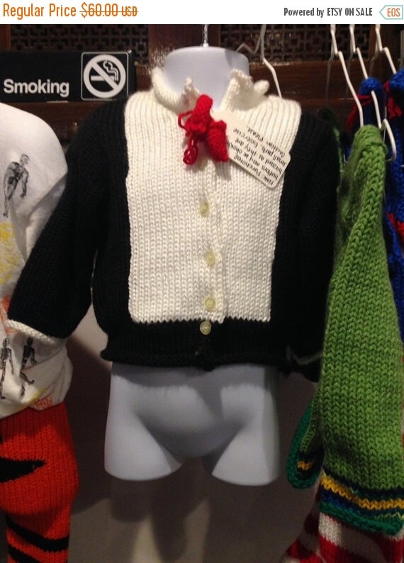 FLASHSALE Knit Tuxedo Sweater by QuellerCrafts on Etsy